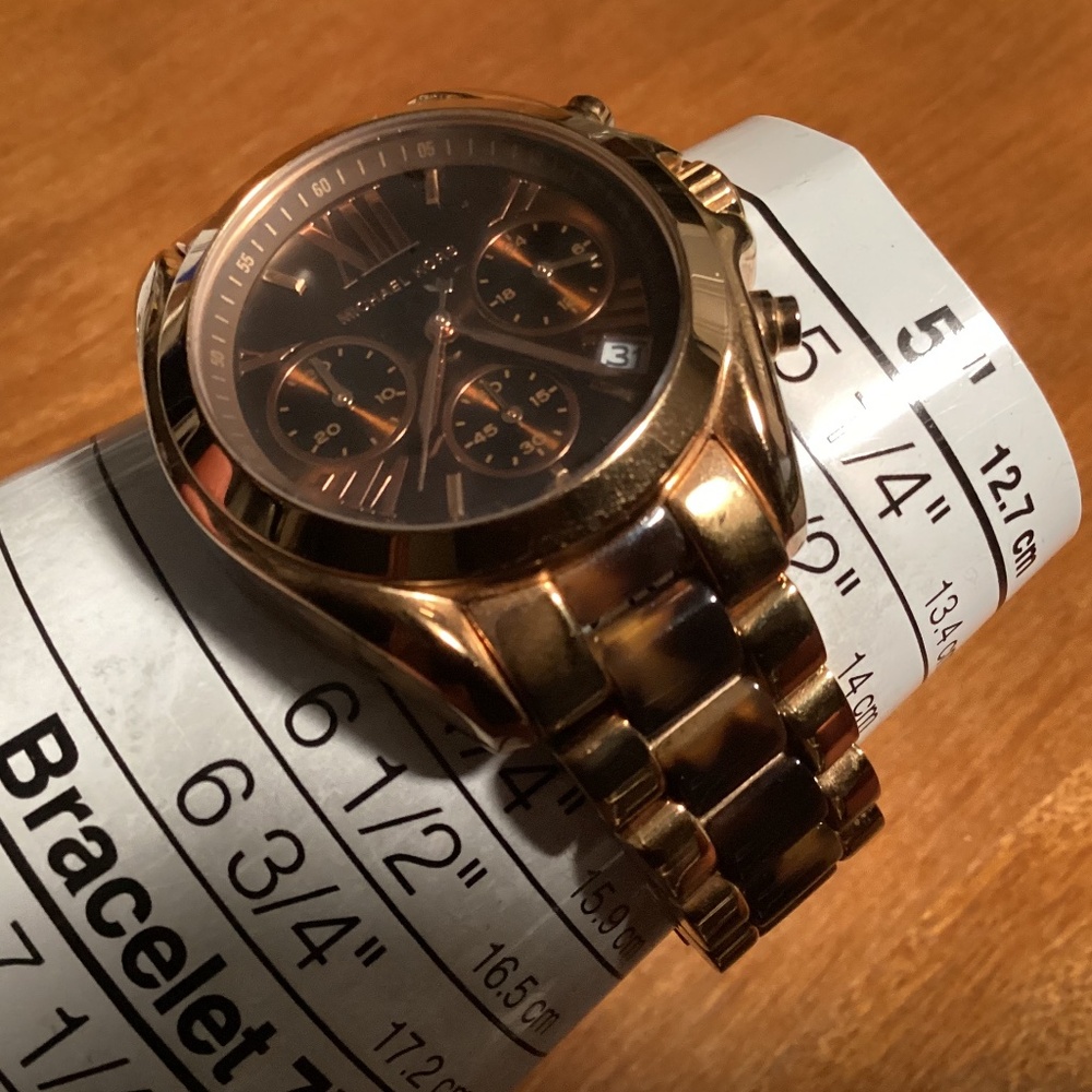 Michael Kors Bradshaw Chronograph Rose Gold Tone Brown Women’s Watch MK5944 - Picture 4 of 11